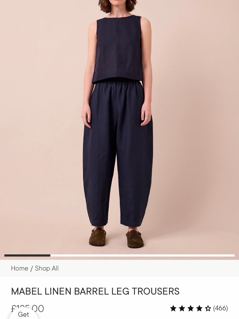 Beyond Nine Mabel Linen Barrel Leg Trousers - Navy
